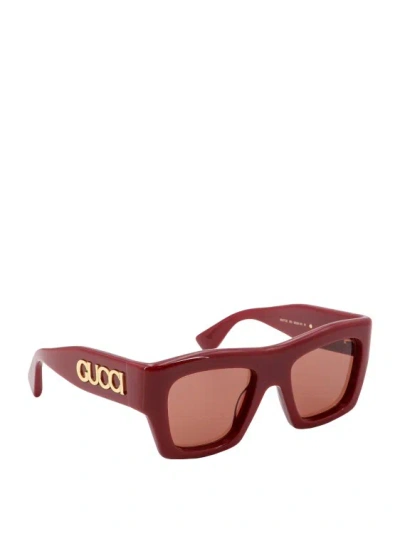 Shop Gucci Acetate Sunglasses In Red
