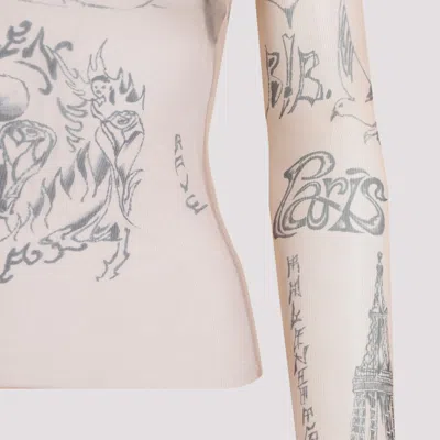 Shop Balenciaga Light Beige Tattoo Top In White