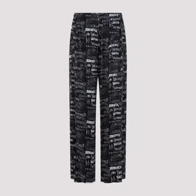 Shop Balenciaga Pyjama Black Viscose Pants