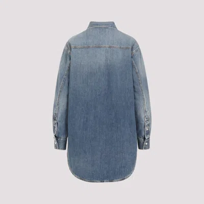 Shop Gucci Quilted Gg Patch Blue Denim Shirt