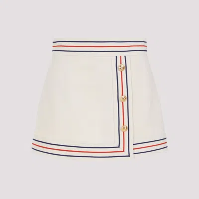 Shop Gucci Gardenia Mix Beige Cotton Skirt In White