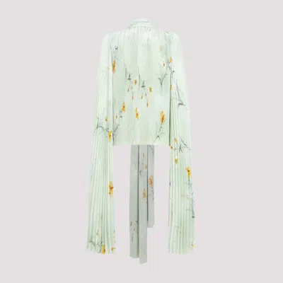 Balenciaga Cloak-inspired Floral Print Blouse In Green
