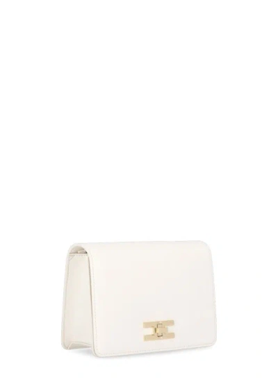 Shop Elisabetta Franchi Shoulder Bag With Logo In Neutrals