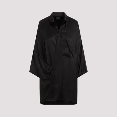 Shop Balenciaga Ss Wrap Black Silk Blouse