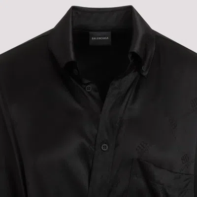 Shop Balenciaga Ss Wrap Black Silk Blouse