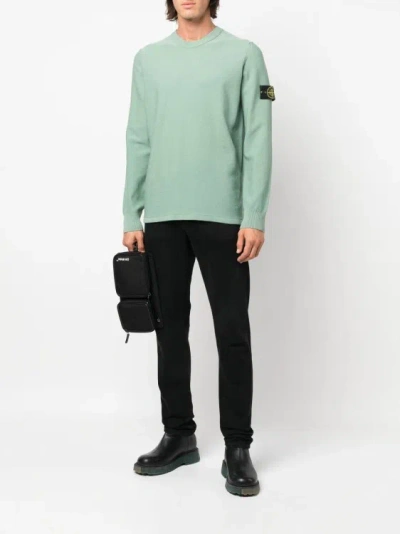 Shop Stone Island Compass-patch Crewneck Jumper In Green