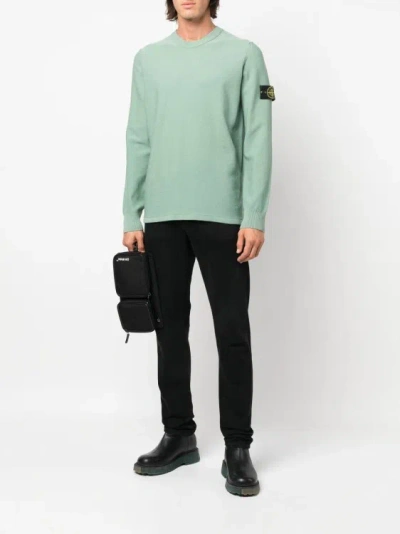 Stone Island Compass-patch Crewneck Jumper In Green