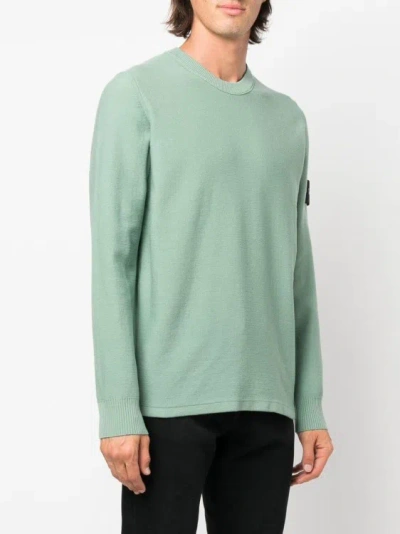 Shop Stone Island Compass-patch Crewneck Jumper In Green