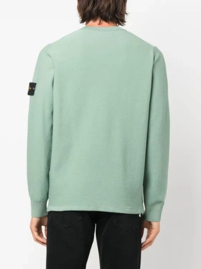 Stone Island Compass-patch Crewneck Jumper In Green