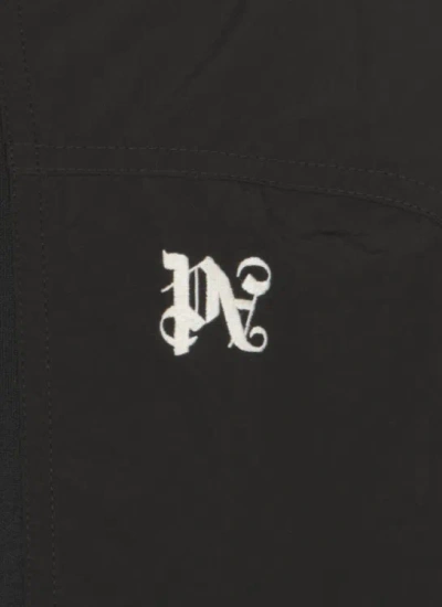 Shop Palm Angels Monogram Hoodie In Black