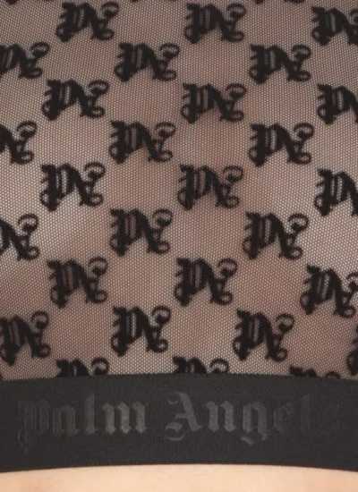Shop Palm Angels Monogram Lace Top In Black