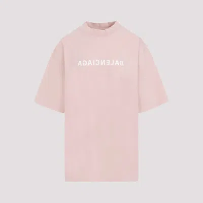 Shop Balenciaga Light Pink Medium Fit Cotton T-shirt
