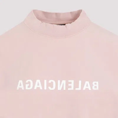 Shop Balenciaga Light Pink Medium Fit Cotton T-shirt