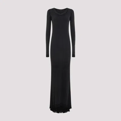 Shop Balenciaga Washed Black Cotton Lingerie Maxi Dress