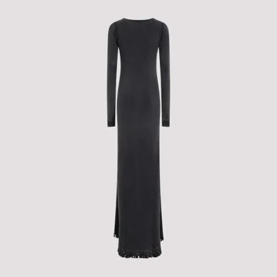Shop Balenciaga Washed Black Cotton Lingerie Maxi Dress