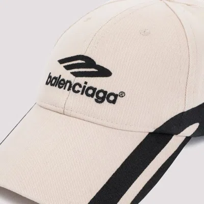 Shop Balenciaga 3b Bal Light Beige Black Cotton Cap In Neutrals
