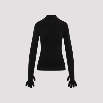 Shop Balenciaga Gloves Black Polyamide Sweater