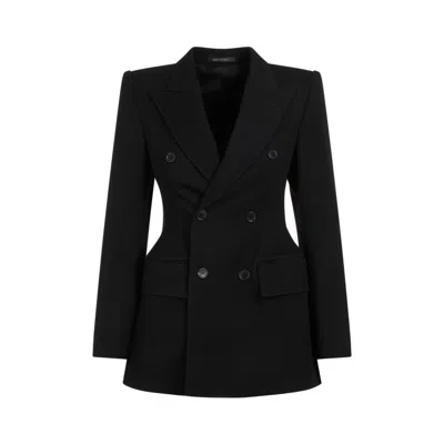 Shop Balenciaga Db Hourglass Black Wool Jacket