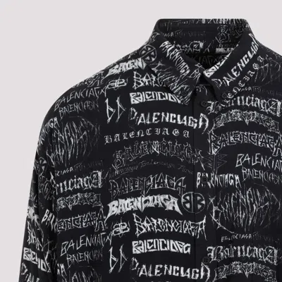 Shop Balenciaga L/s Large Fit Black Cotton Shirt