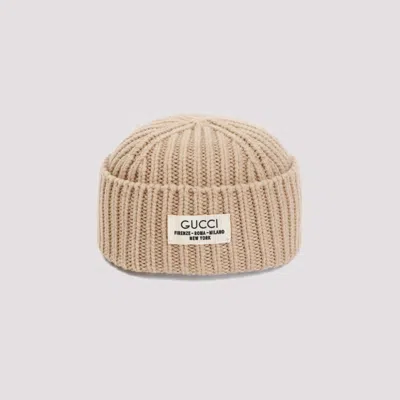 Shop Gucci Beige Rib Knit Wool Hat In Neutrals
