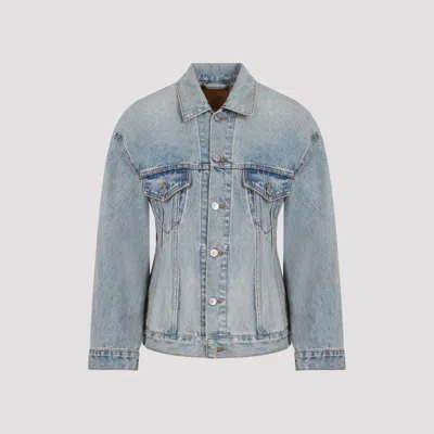 Balenciaga Hourglass-shaped Denim Jacket In Blue