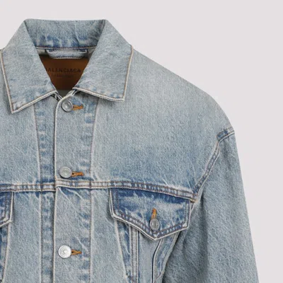 Balenciaga Hourglass-shaped Denim Jacket In Blue