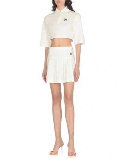 Shop Palm Angels Monogram Mini Skirt In White