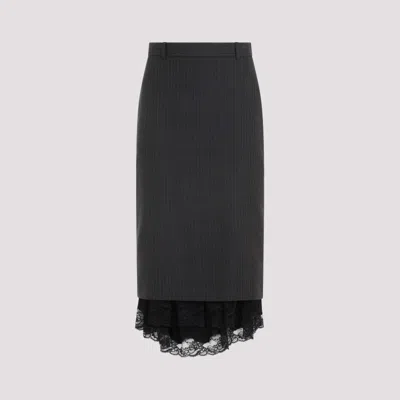Shop Balenciaga Anthracite Grey Lingerie Tailored Skirt In Black