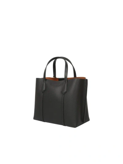 Shop Tory Burch Grained Black Leather Perry Tote Bag