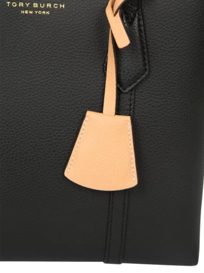 Shop Tory Burch Grained Black Leather Perry Tote Bag