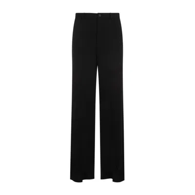 Shop Balenciaga Regular Fit Black Wool Pants