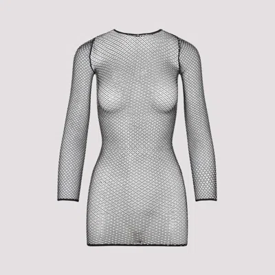 Balenciaga Black Crystal Mesh Mini Top In Black