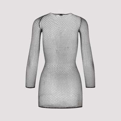 Balenciaga Black Crystal Mesh Mini Top In Black