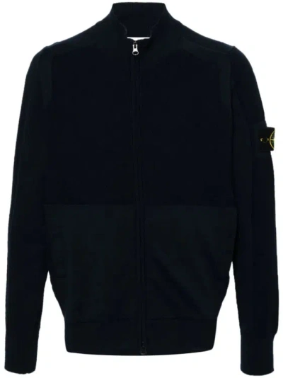 Shop Stone Island Compasse-badge Knitted Cardigan In Black