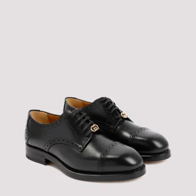 Shop Gucci Rooster Black Leather Lace Up