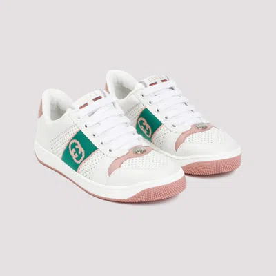 Shop Gucci White Leather Screener Sneakers