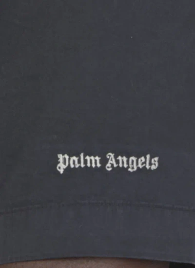 Shop Palm Angels Bermuda With Logo In Blue