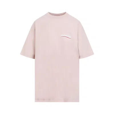 Shop Balenciaga Light Pink Political Logo Cotton T-shirt