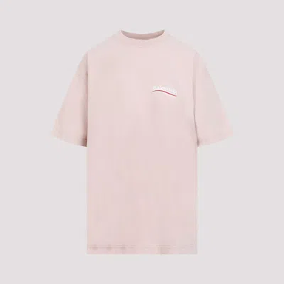 Shop Balenciaga Light Pink Political Logo Cotton T-shirt