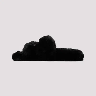 Shop Balenciaga Furry Black Polyester Slides