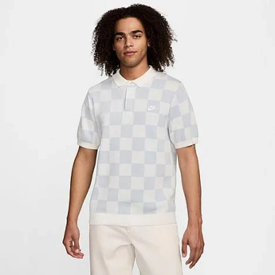 Shop Nike Men's Sportswear Club Checkers Polo Shirt In Sail/pure Platinum