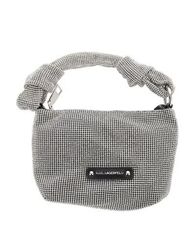 Shop Karl Lagerfeld K/evening Embellished Zipped Shoulder Bag In Silver