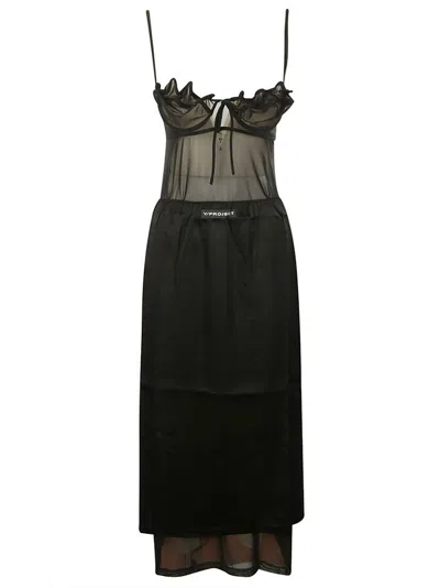 Shop Y/project Wire Sweetheart Neck Mesh Slip Dress In Black