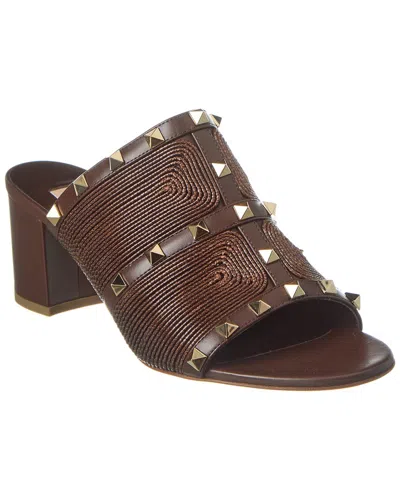 Shop Valentino Rockstud 60 Leather Sandal In Brown