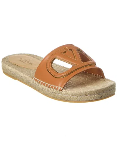 Shop Valentino Vlogo Leather Sandal In Brown