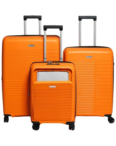 Shop Vittorio Florence 3pc Spinner Luggage Set With Built-in Usb Port In Orange