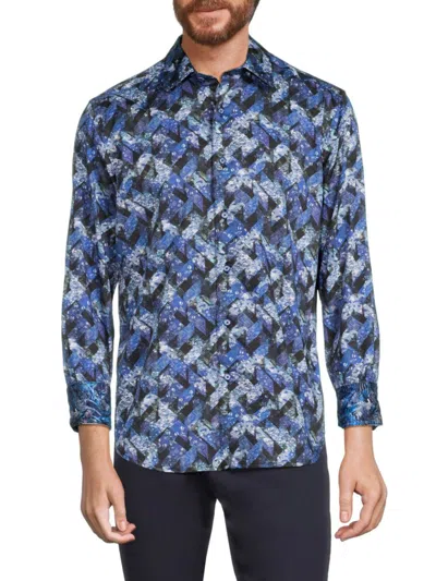 Shop Robert Graham Men's Halder Geometric Sport Shirt In Blue