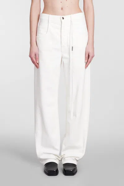 Shop Ann Demeulemeester Straight Leg Drawstring Jeans In White