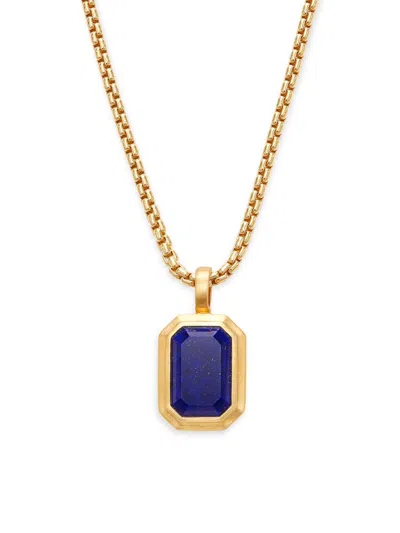 Effy Men's 14k Goldplated Sterling Silver & Lapis Lazuli Pendant Necklace In Silver