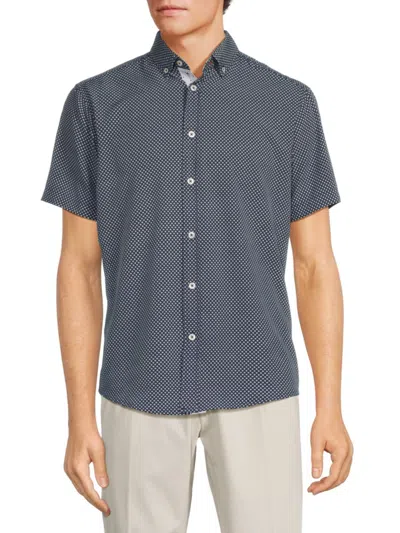 Shop Report Collection Men's 4 Way Geometric Print Shirt In Navy